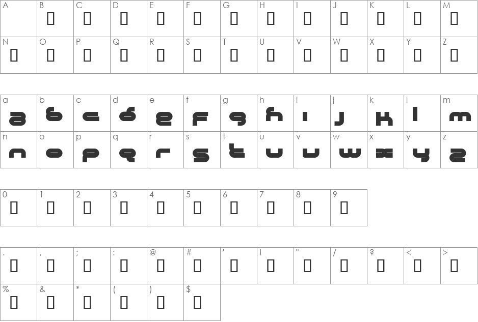 Crystalline font character map preview