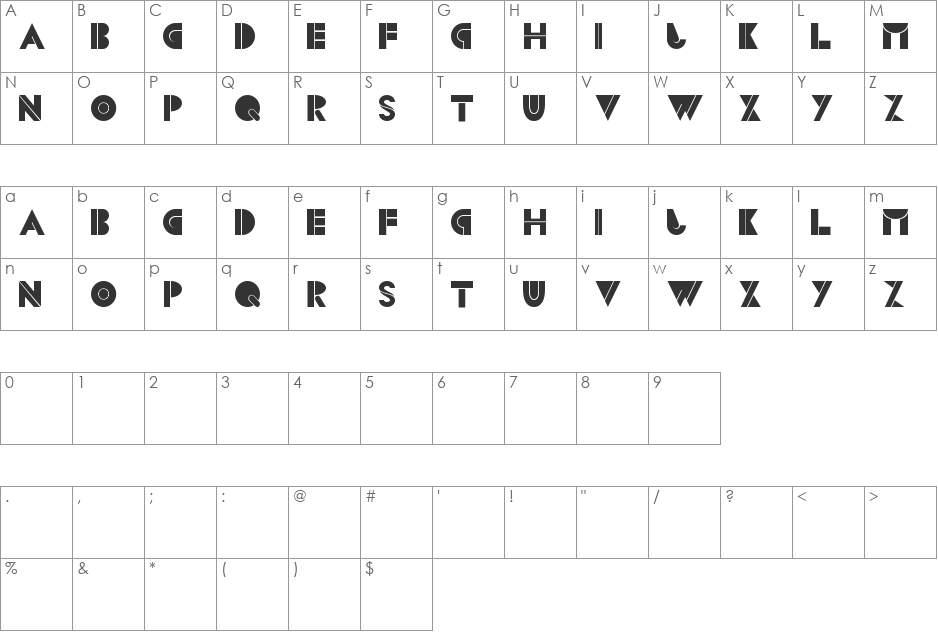 CS Blocks font character map preview