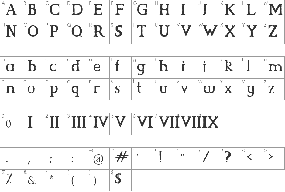 CS Grimrock font character map preview