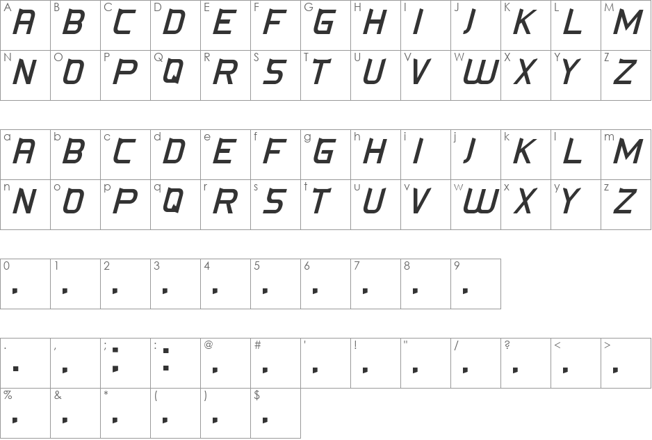 CS-Fox font character map preview