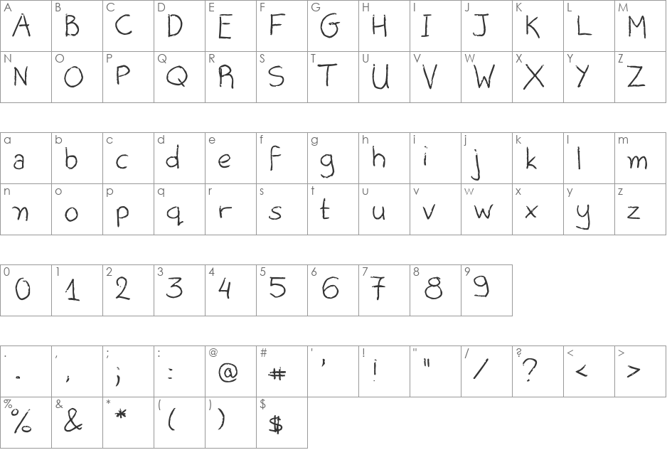 Alice Oranges font character map preview