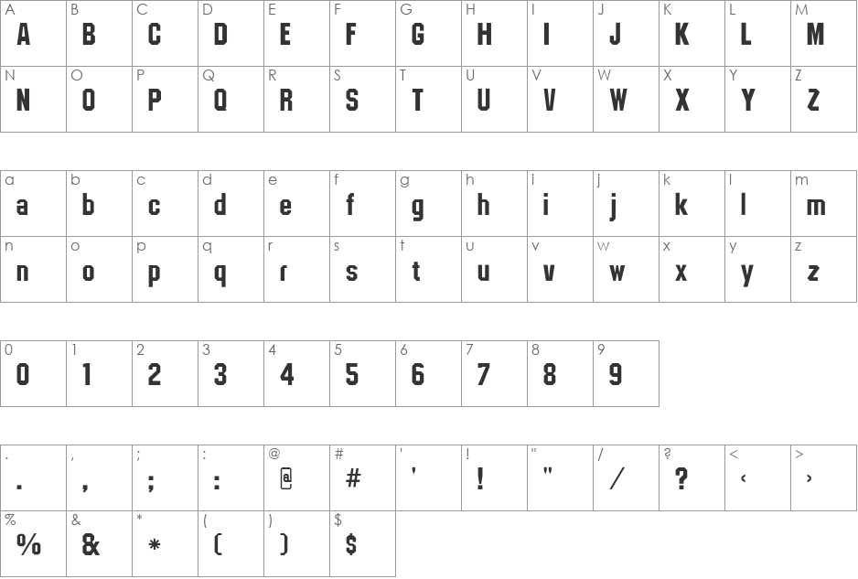 CSD-Block-Bold font character map preview