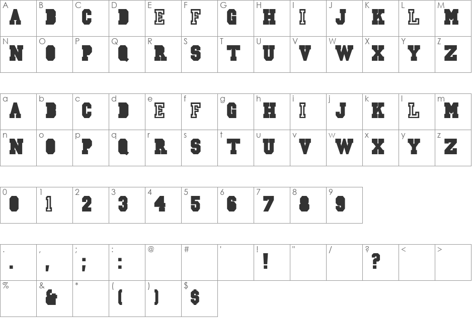 CSD-JERSEY-Norm font character map preview