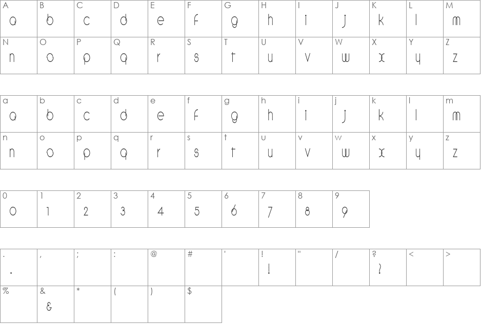 CSMar2002 font character map preview