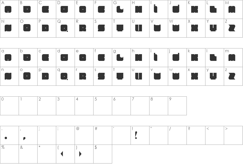 Cuadra font character map preview