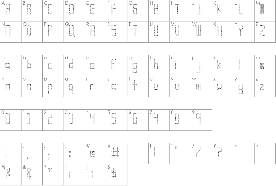 Cuadro, cuadro cuadro! font character map preview
