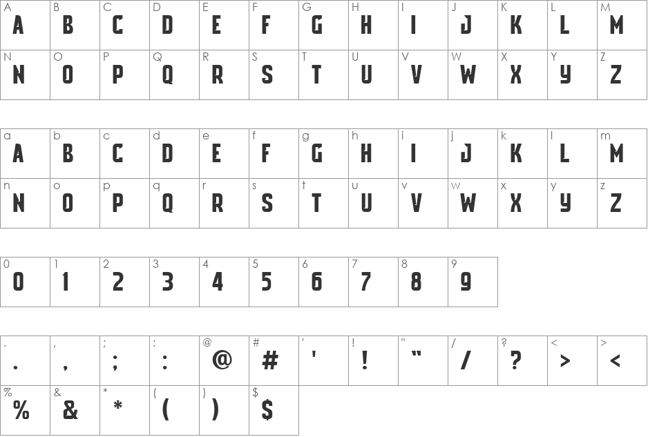 Cubadak font character map preview