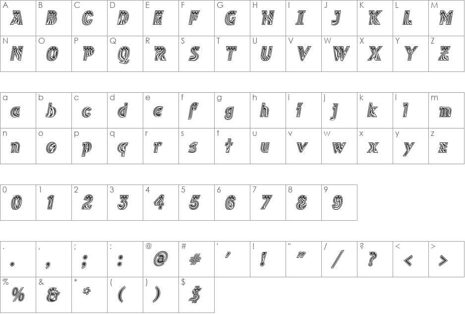 CubanSuperDeluxe font character map preview