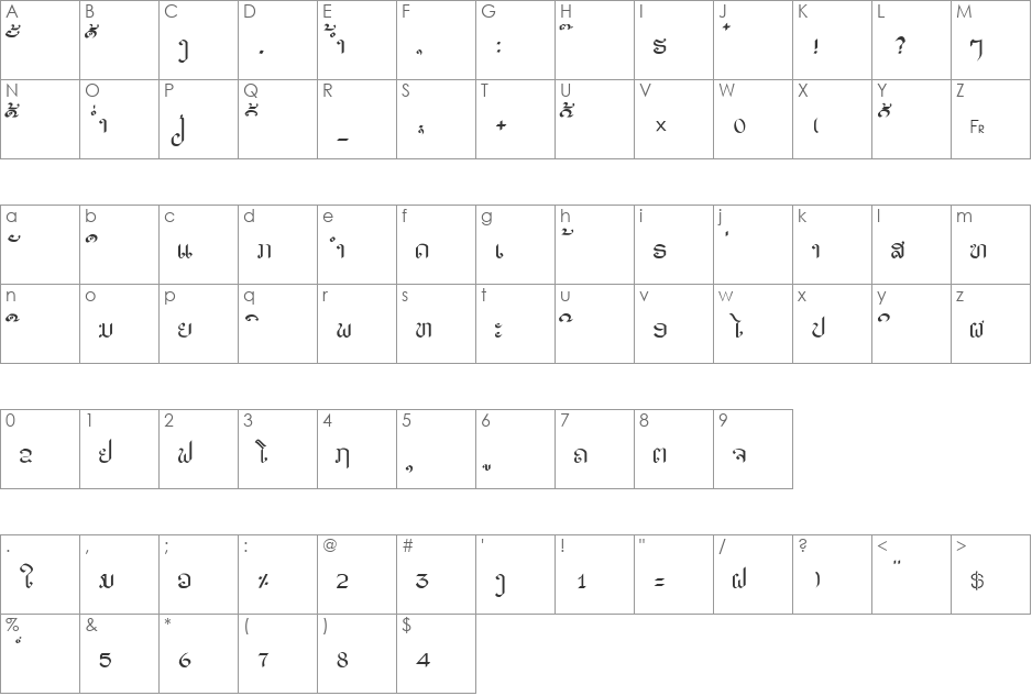alice_3 font character map preview