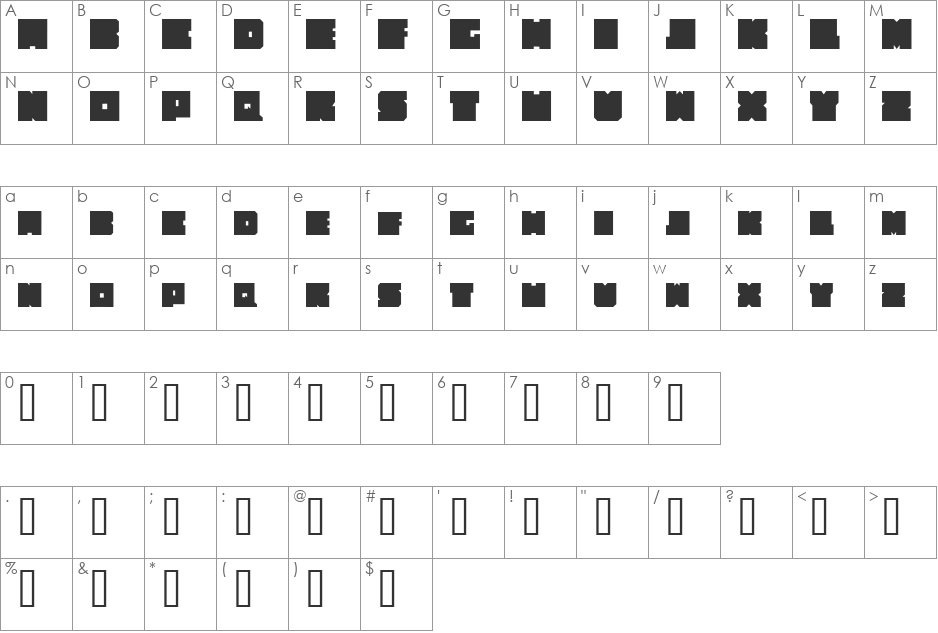 Cubee font character map preview
