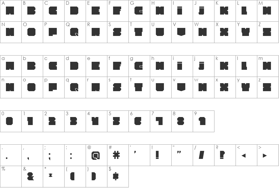 Cubesity font character map preview