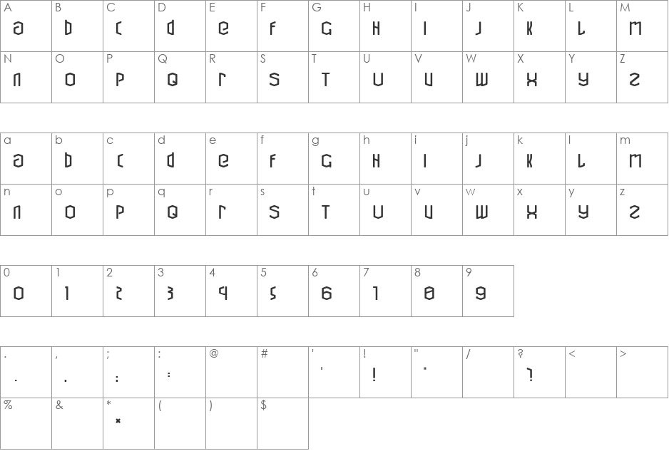 Cubic Refit font character map preview