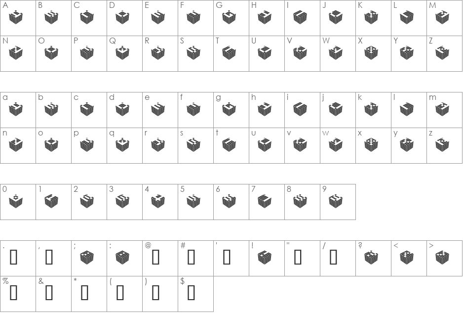 CUBICdot font character map preview