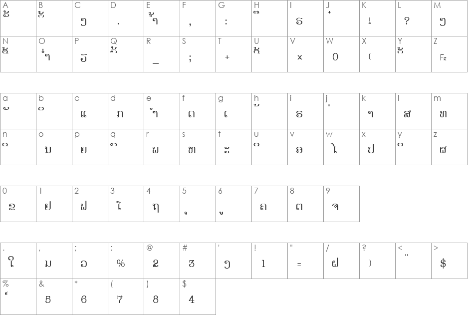 Alice_5 font character map preview