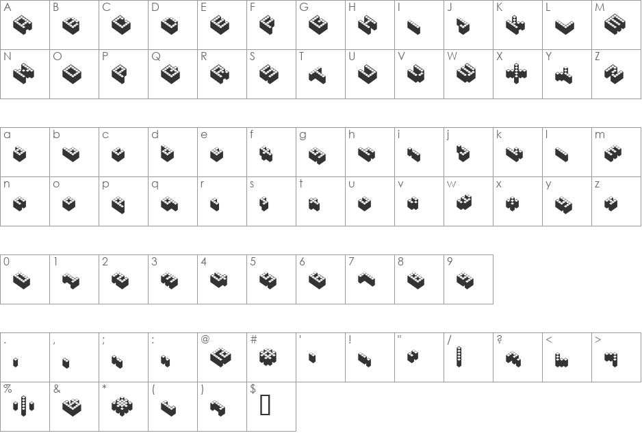 Cubicle font character map preview