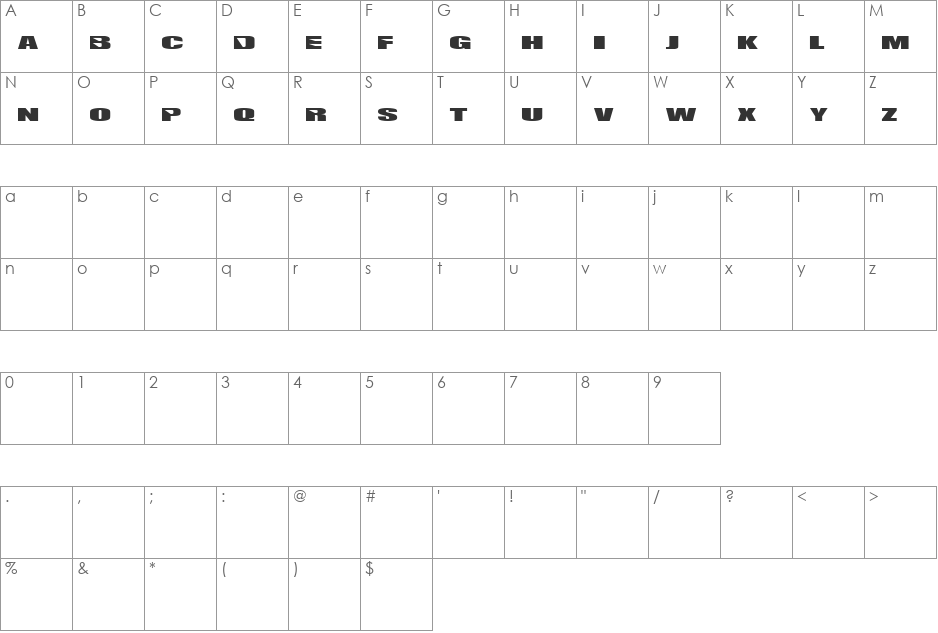 CUBIFONK font character map preview