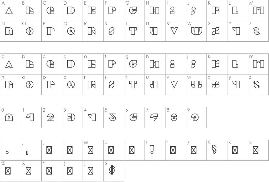 Cubik font character map preview