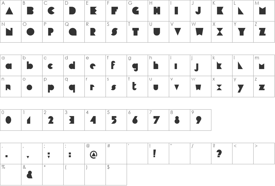 Cubop font character map preview
