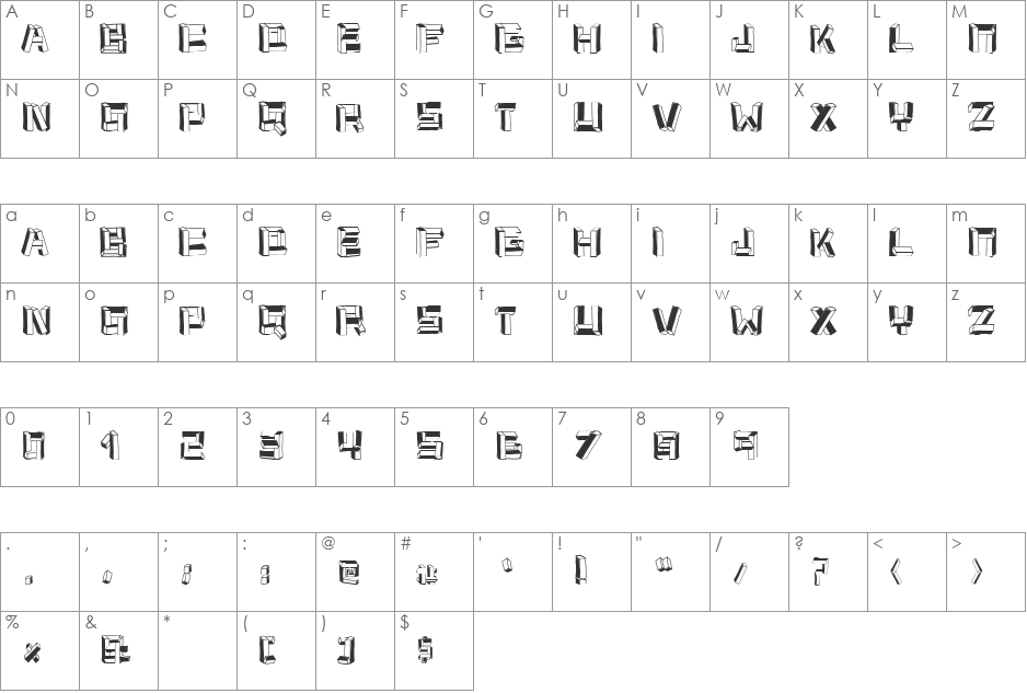 cubus font character map preview