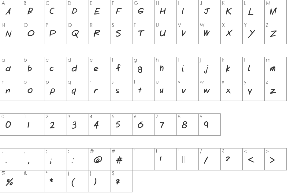 CUBWORLD font character map preview