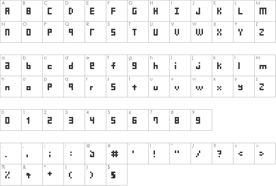 Cuby font character map preview