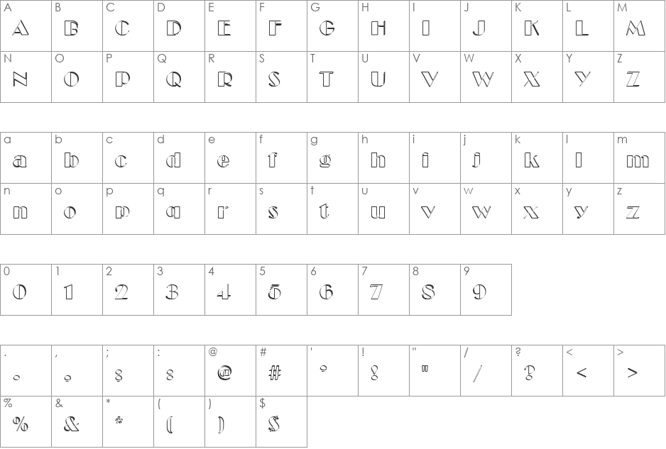 Cucchiarella font character map preview