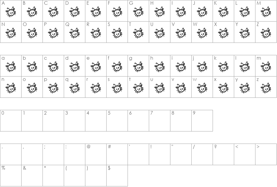 cuddlebugs font character map preview