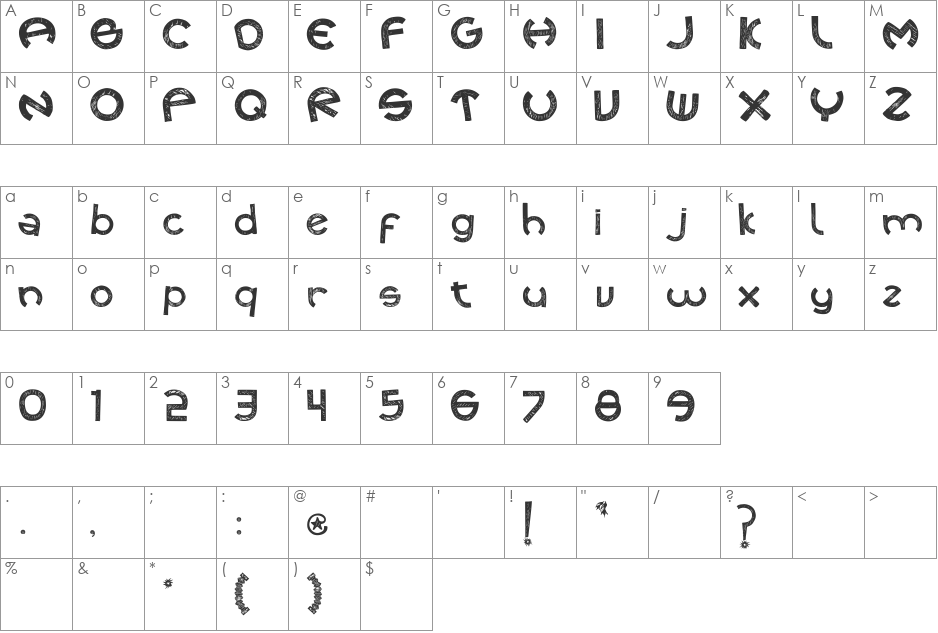 CUECAFONT font character map preview