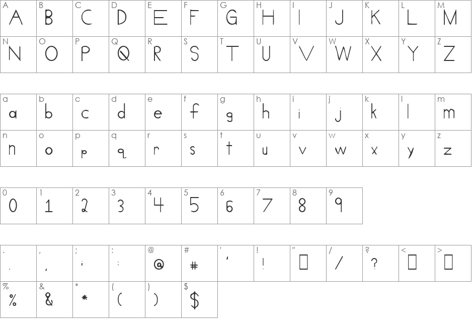 Cueue font character map preview