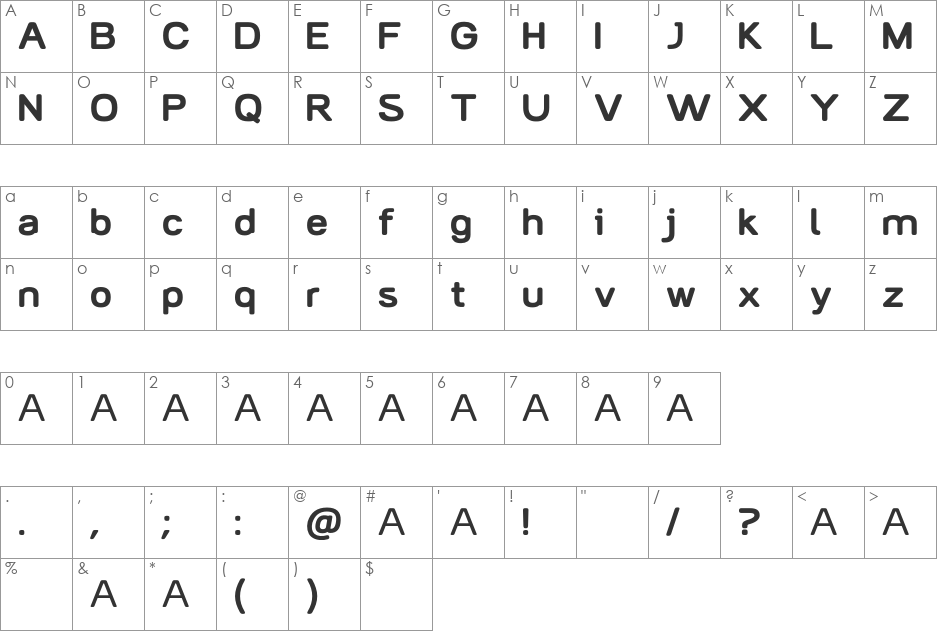AliciOne Demo font character map preview