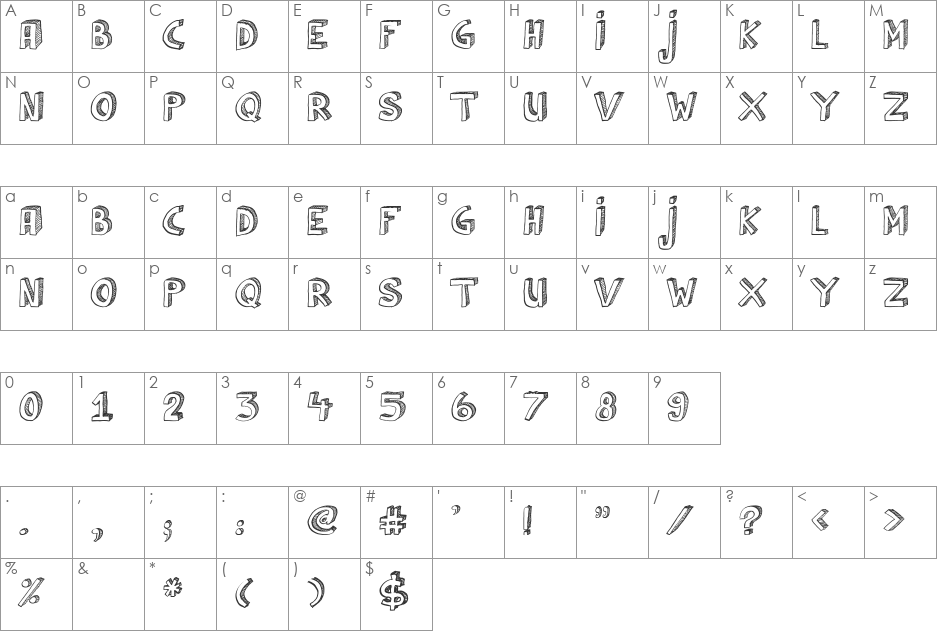 Cul De Sac font character map preview