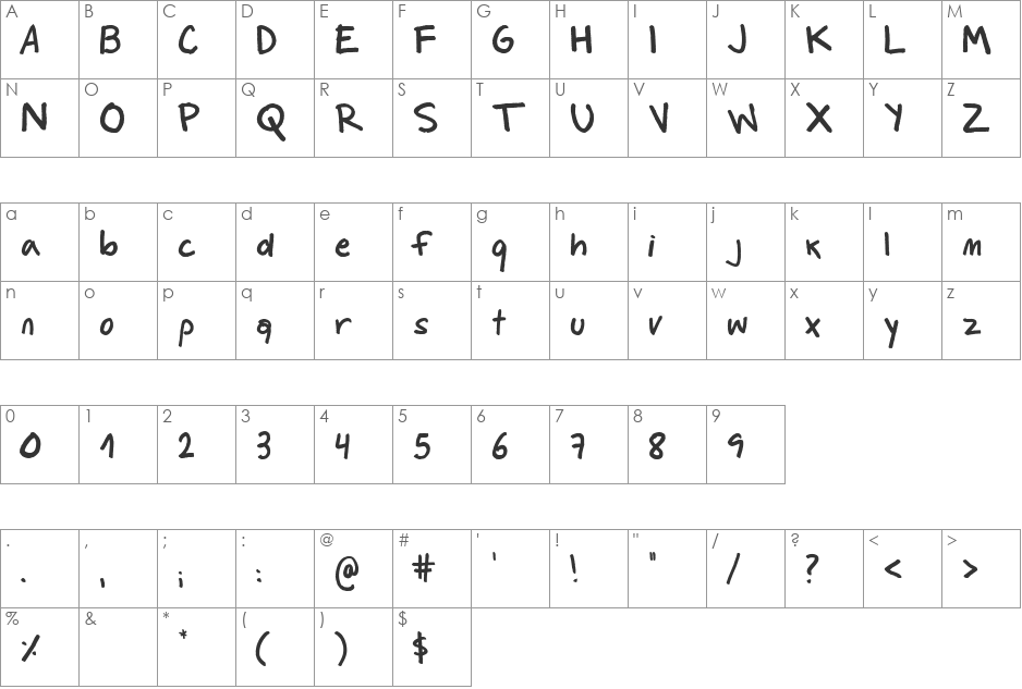 Culita font character map preview