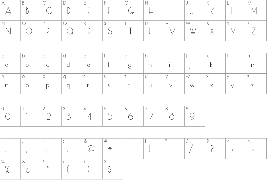 cumulus font character map preview