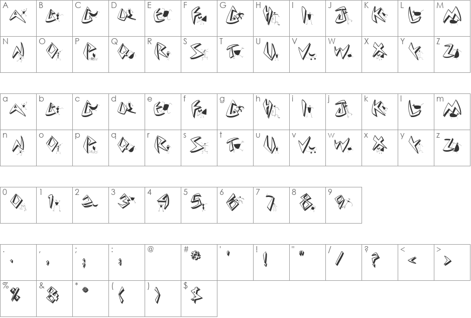 CuneateCaps font character map preview