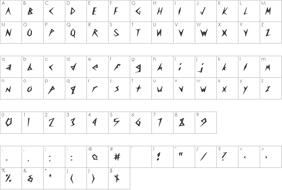 CuneiFont-Light Bold font character map preview
