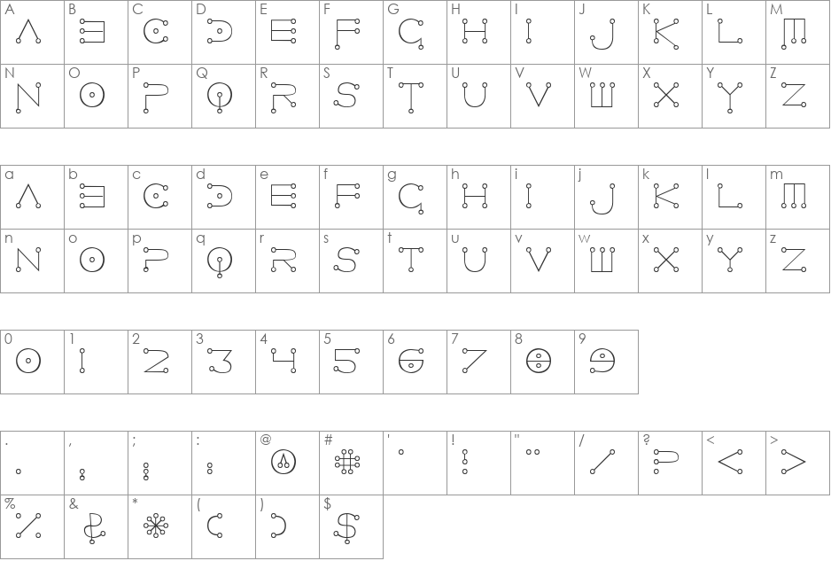Cuniform English font character map preview