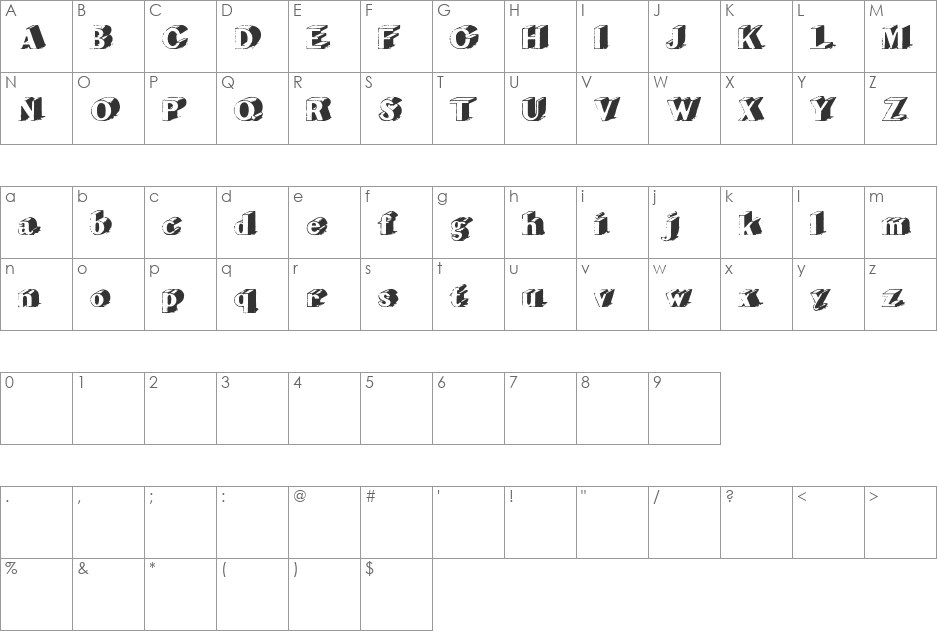 Cup of tea font character map preview
