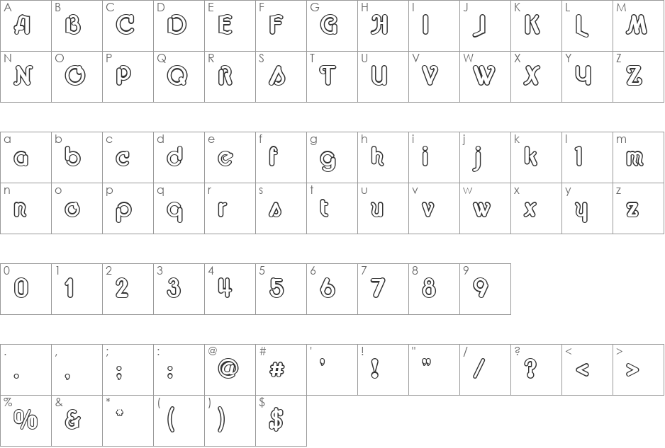 Cupola font character map preview