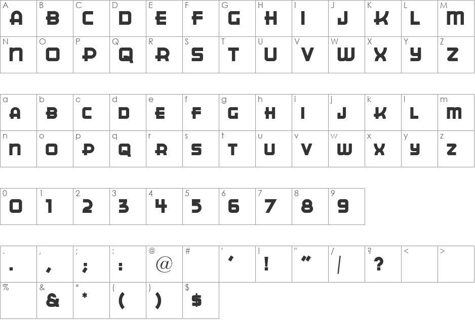 CuppaJoe font character map preview