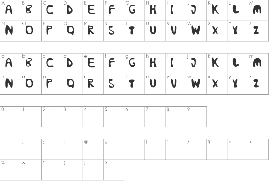 Alien font character map preview