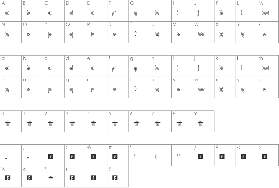 alien crop circles font character map preview