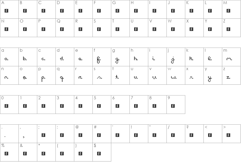 cursiv pixel font character map preview
