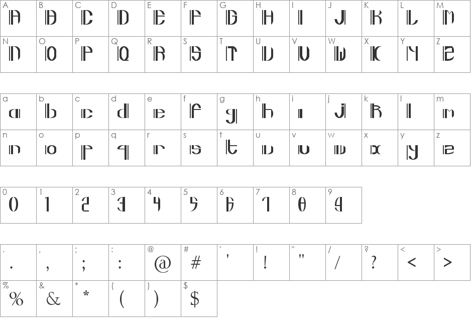 Curve Edge font character map preview