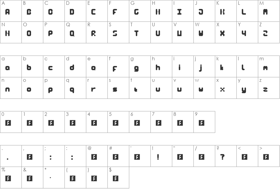 CurvySquiggles! font character map preview
