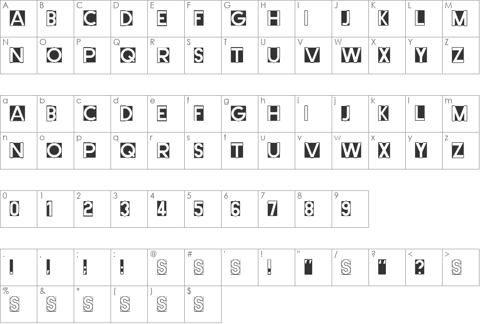 Cut Me Out 2 font character map preview