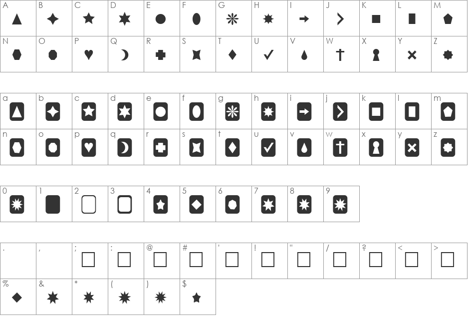 Cut Outs for 3D FX font character map preview