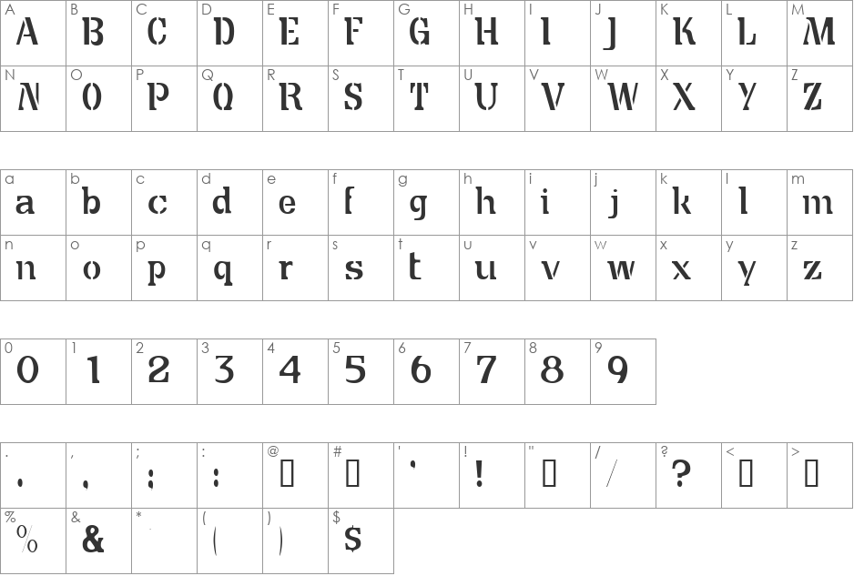 CuteCrateSSi font character map preview