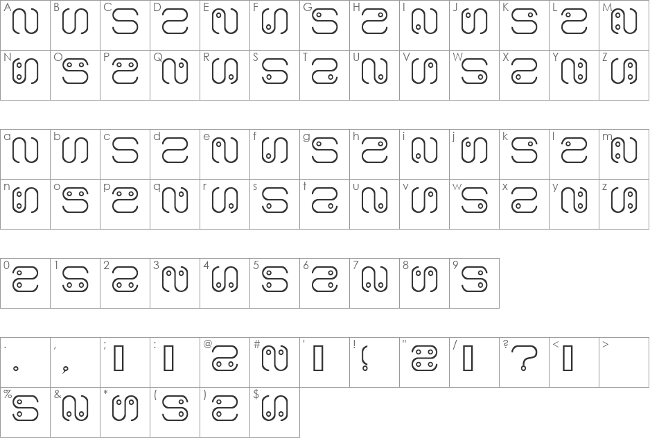 Alien Language font character map preview