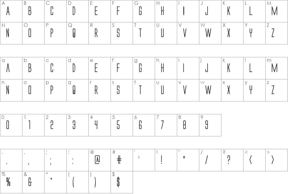 Alien League Bold font character map preview