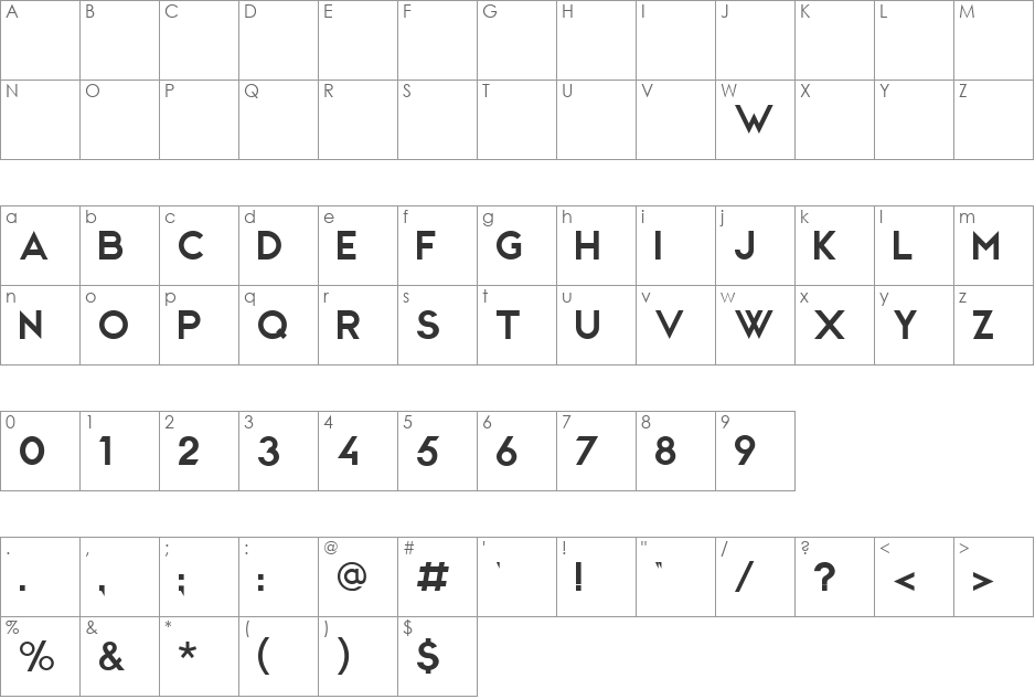 CWG Sans font character map preview